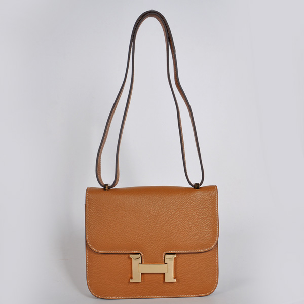 8888CG Hermes Constance Bag in pelle Clemence in Cammello con oro